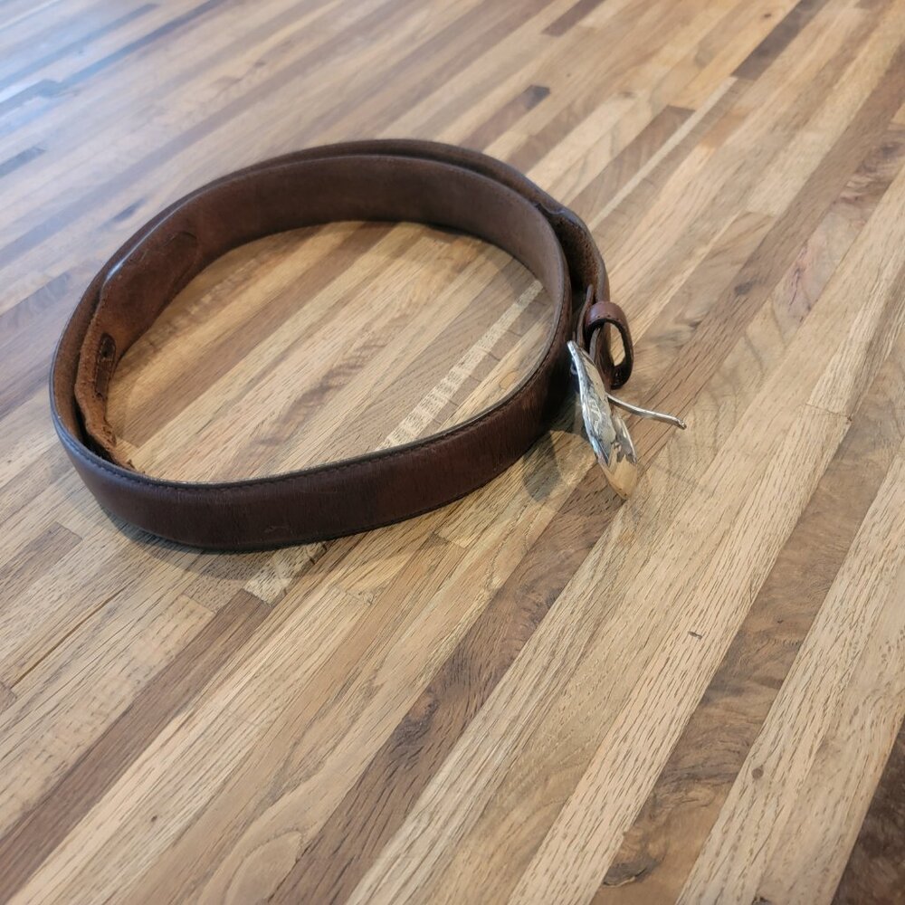 Silver Creek Classics Brown Leather Belt w Silver Hardware C70285 - Picture 5 of 12